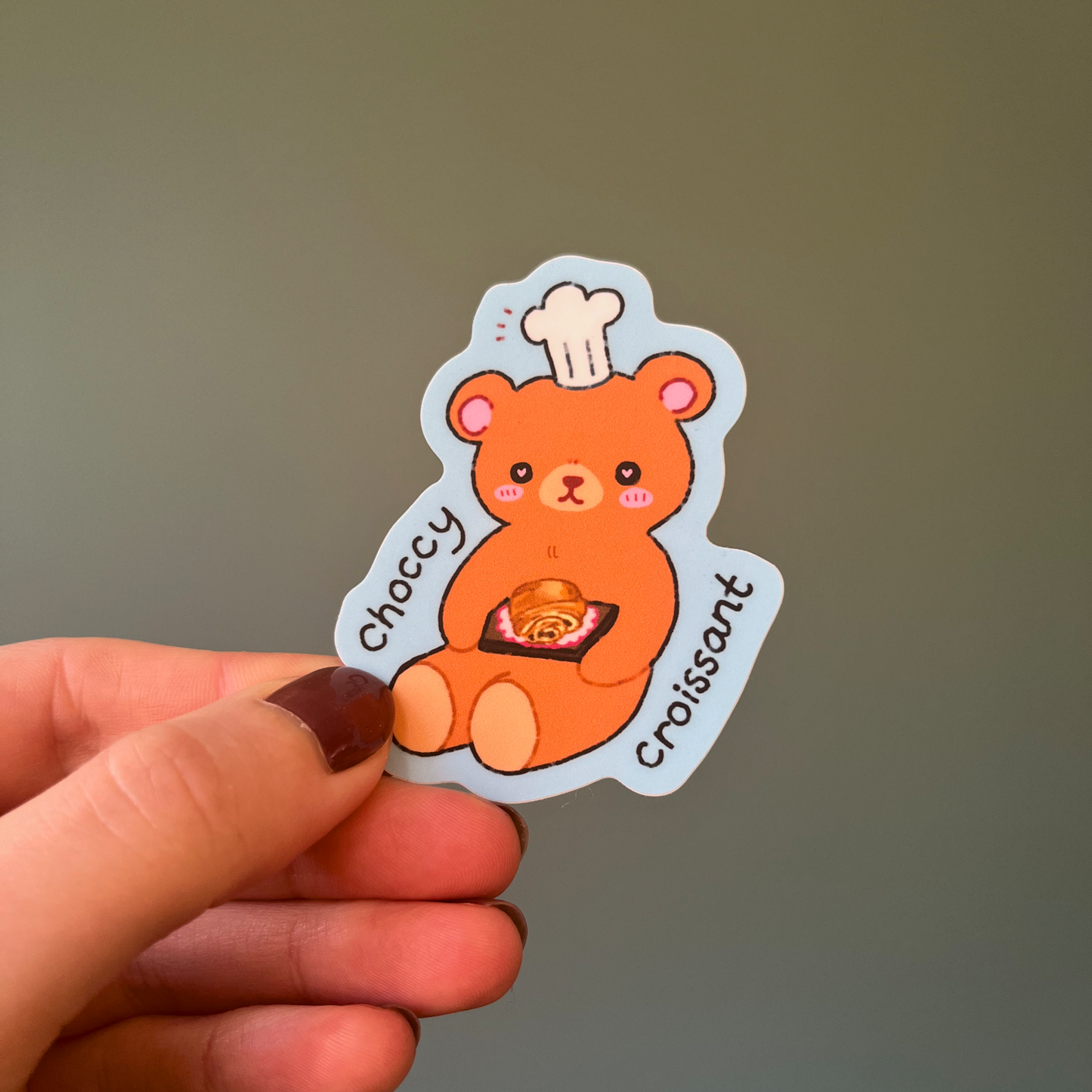 Chocolate Croissant Bear Vinyl Sticker
