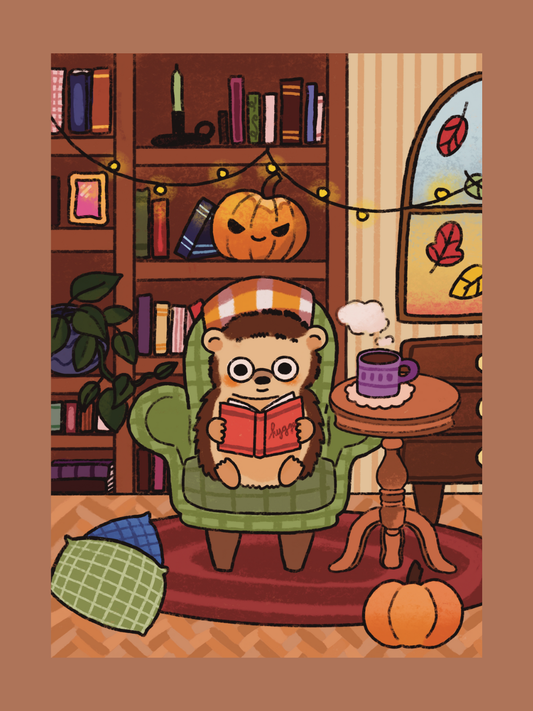 Hedgehog Library Art Print