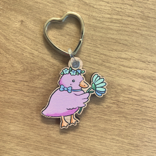 Flower Mouse and Duck Keychain Set
